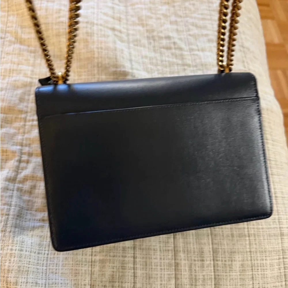 Saint Laurent Black Leather Shoulder Bag with Gold Chain - Picture 3 of 5